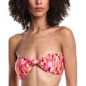 Milly Womens  Sunset Tile Knot Bandeau Bikini Top, Pink